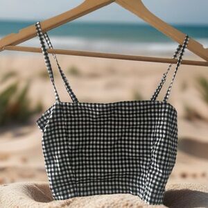 Zaful Black and White Gingham Crop Top
